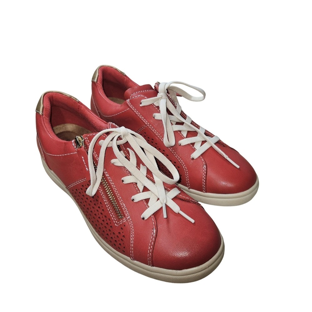 Earth Origins Shoes Womens SZ 9 Etta Leather Sneakers Lace Up Zip Comfort Casual